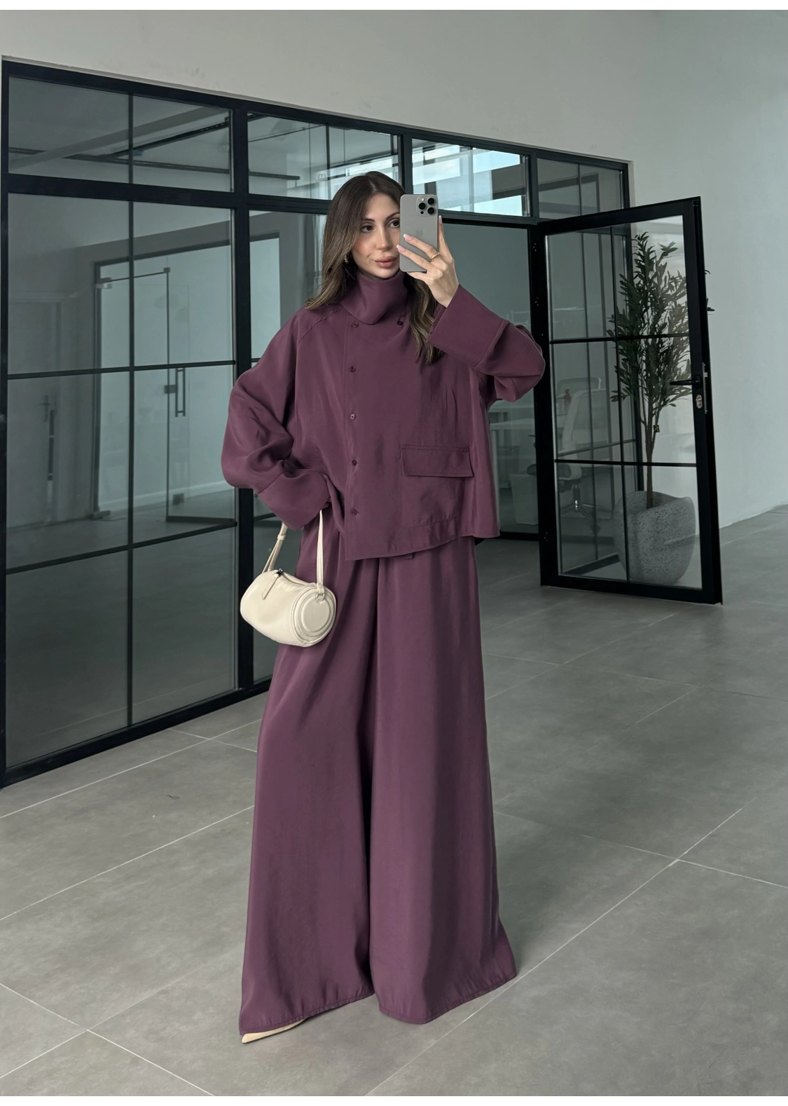 Tek Cepli Şal Yaka Vişne Tensel Takım