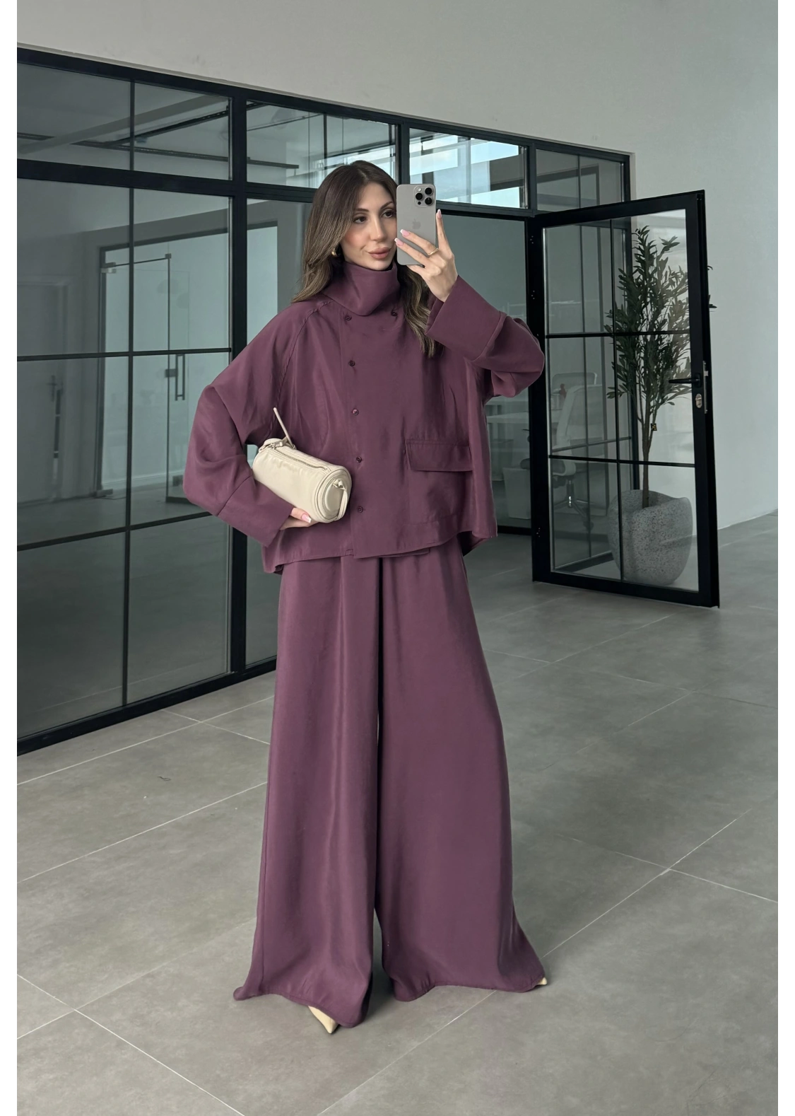 Tek Cepli Şal Yaka Vişne Tensel Takım