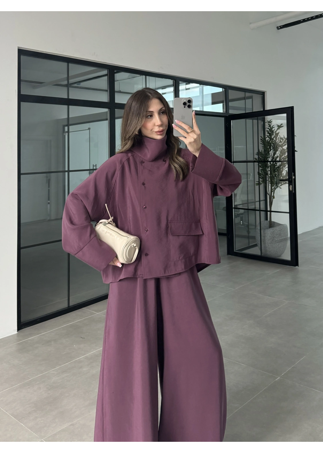 Tek Cepli Şal Yaka Vişne Tensel Takım