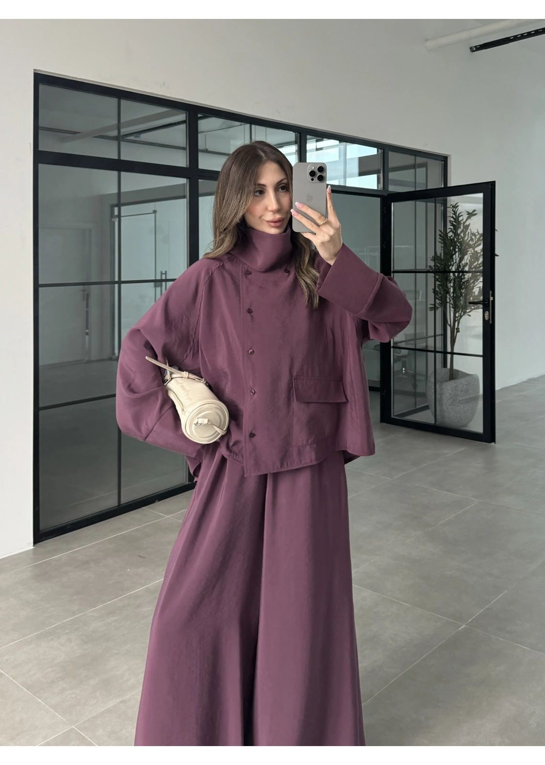 Tek Cepli Şal Yaka Vişne Tensel Takım