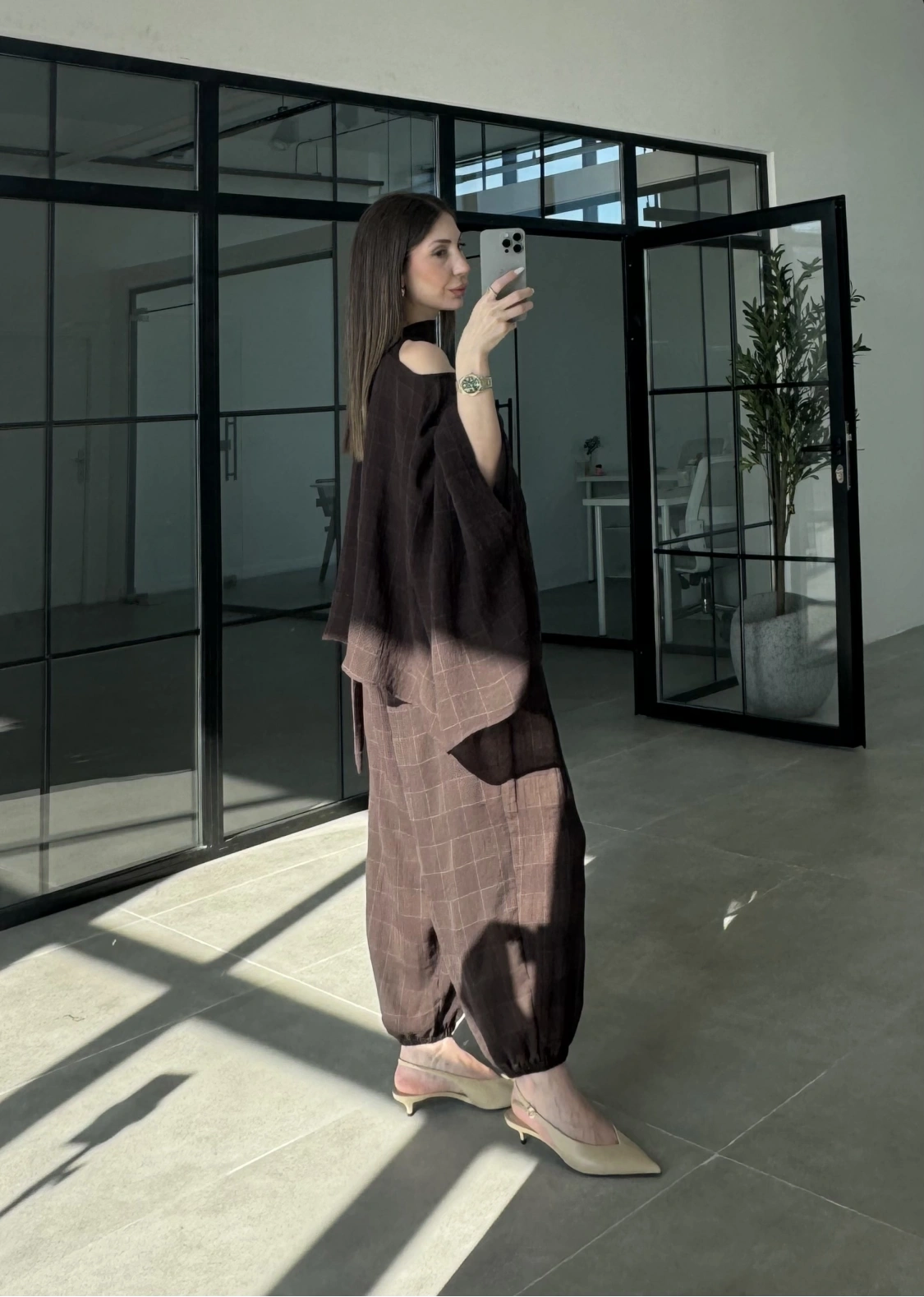 Pançolu İkili Kahve Şalvar Takım