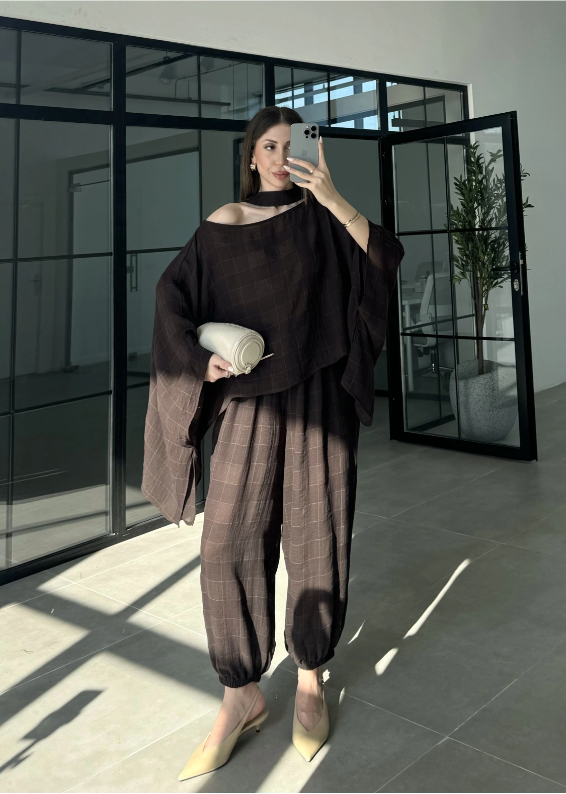 Pançolu İkili Kahve Şalvar Takım