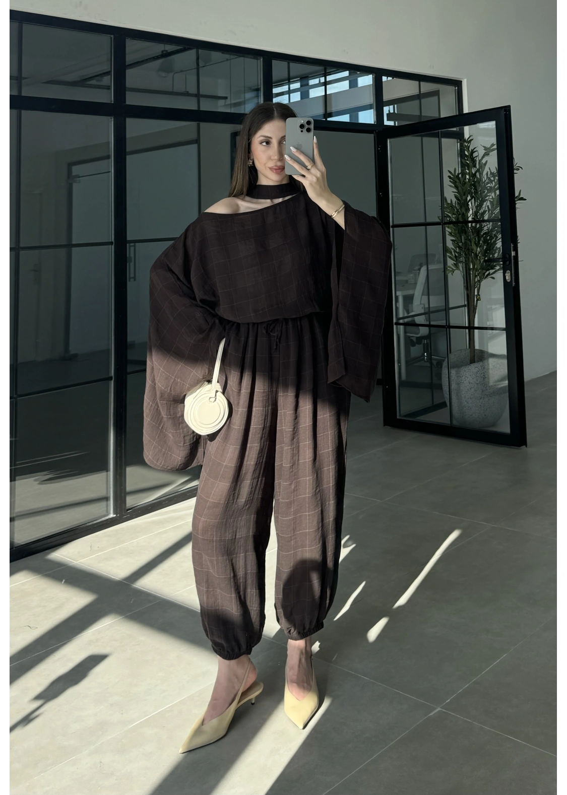 Pançolu İkili Kahve Şalvar Takım