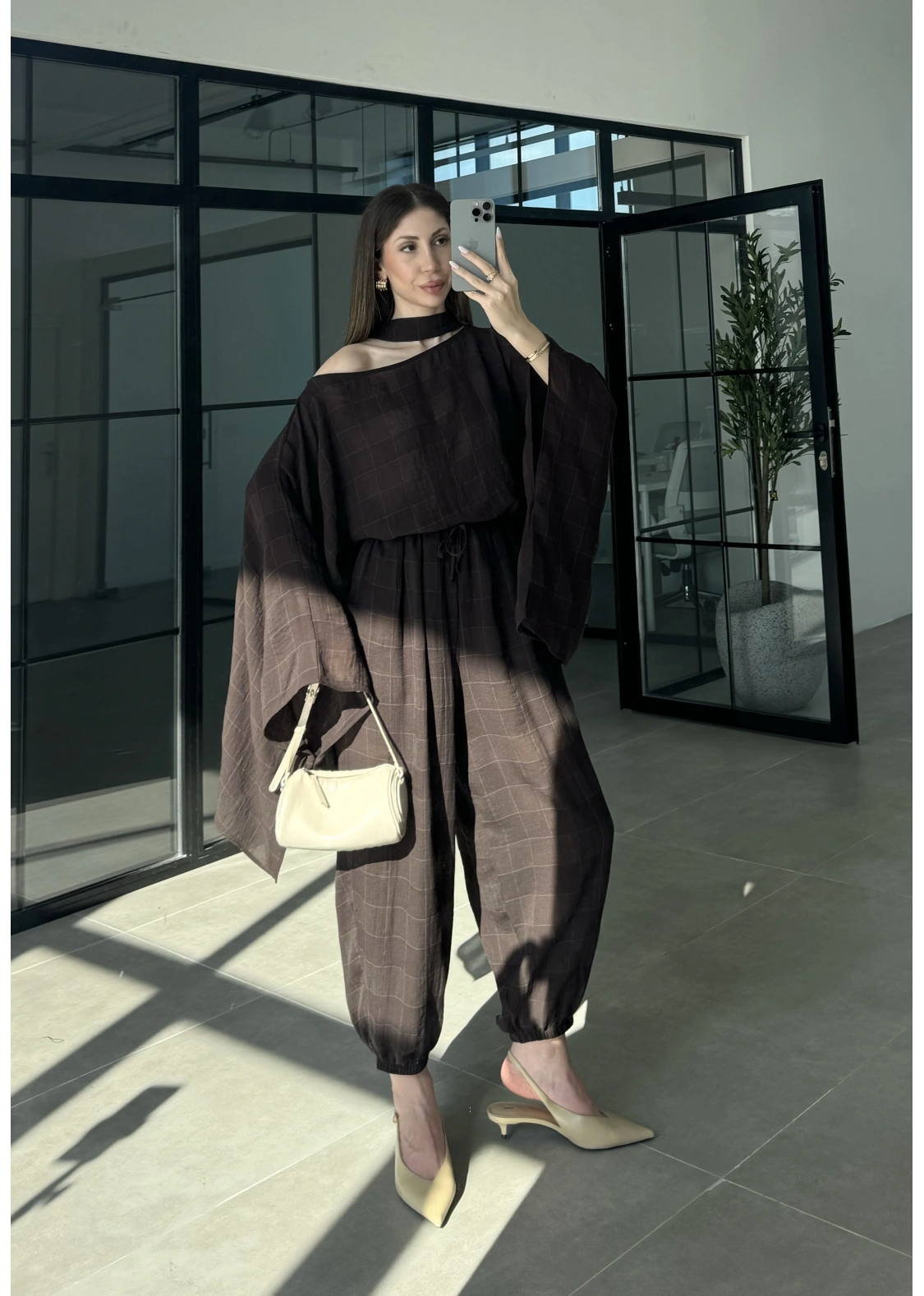 Pançolu İkili Kahve Şalvar Takım