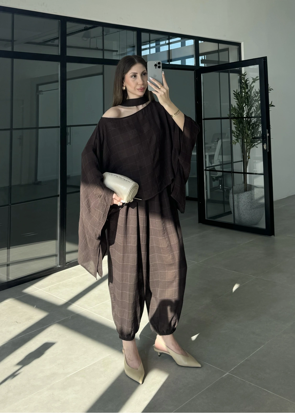 Pançolu İkili Kahve Şalvar Takım