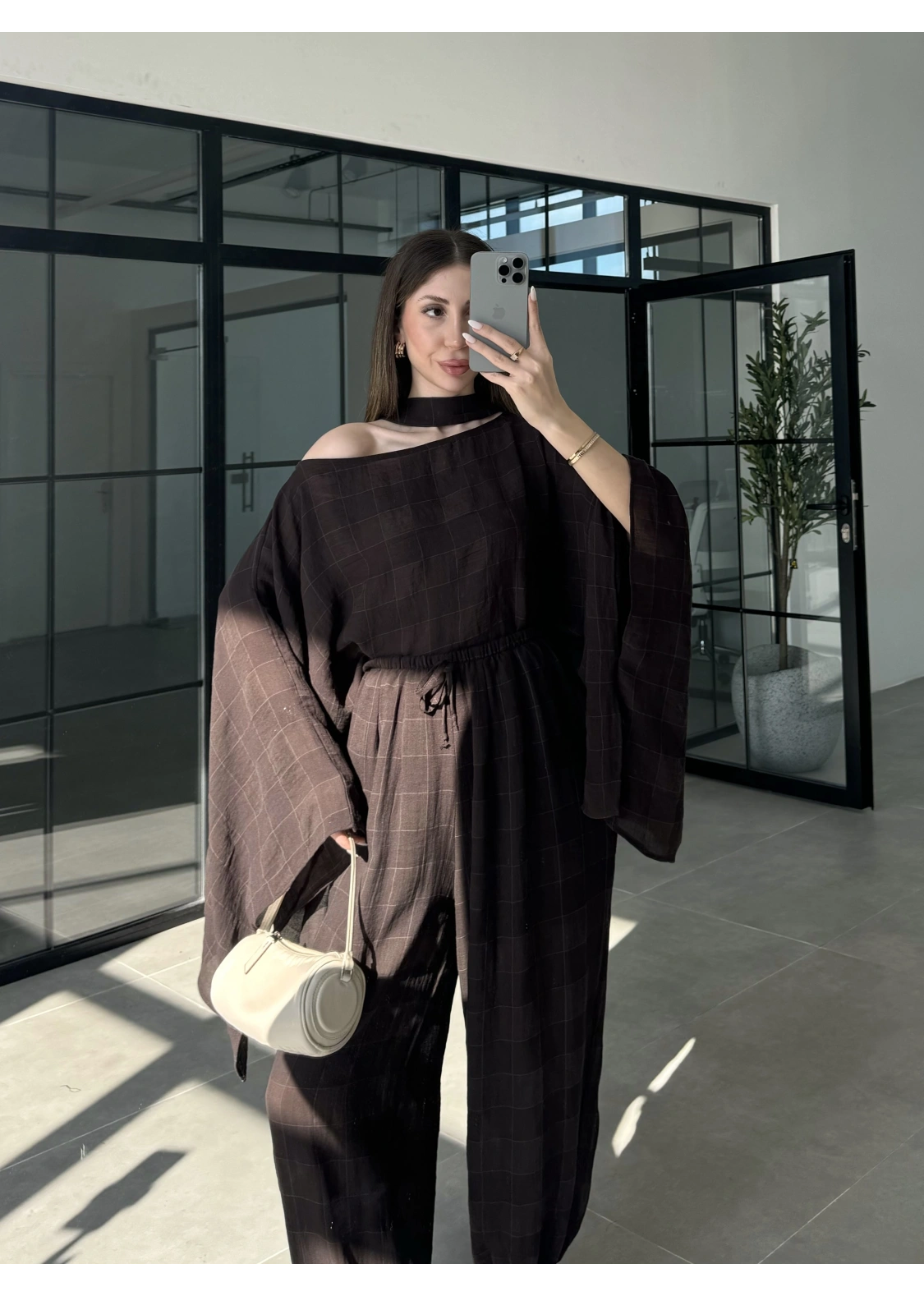 Pançolu İkili Kahve Şalvar Takım