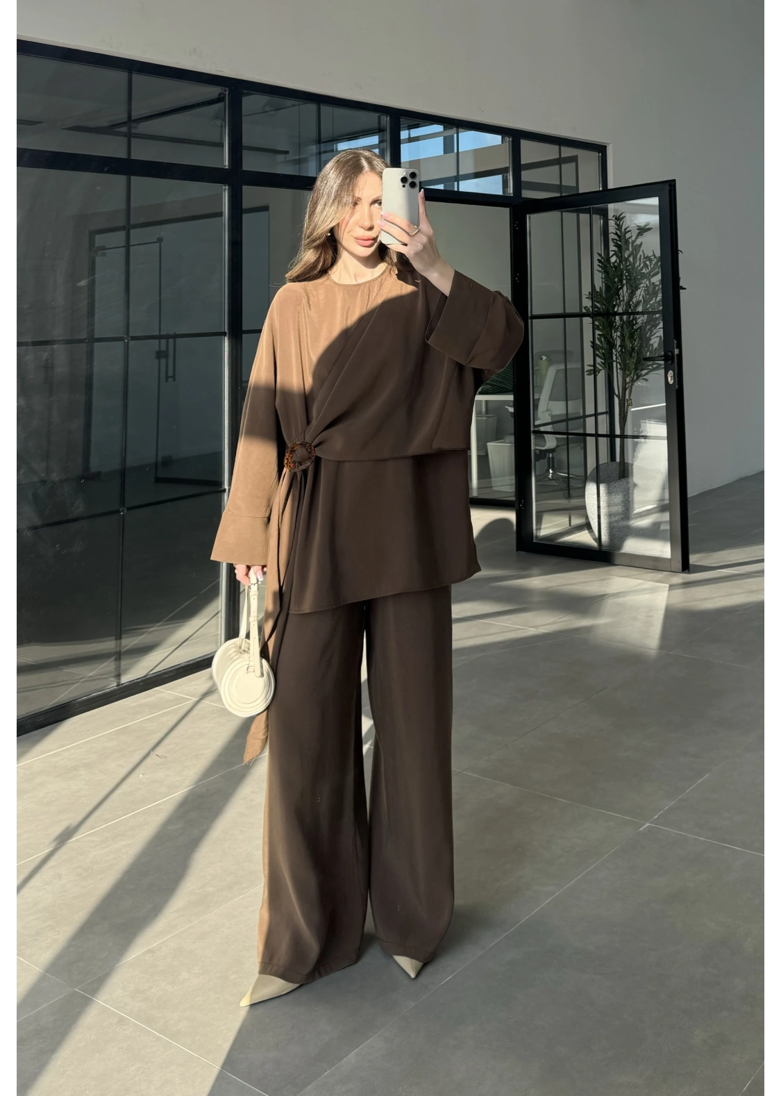 Yandan Tokalı Kahve Tensel Takım