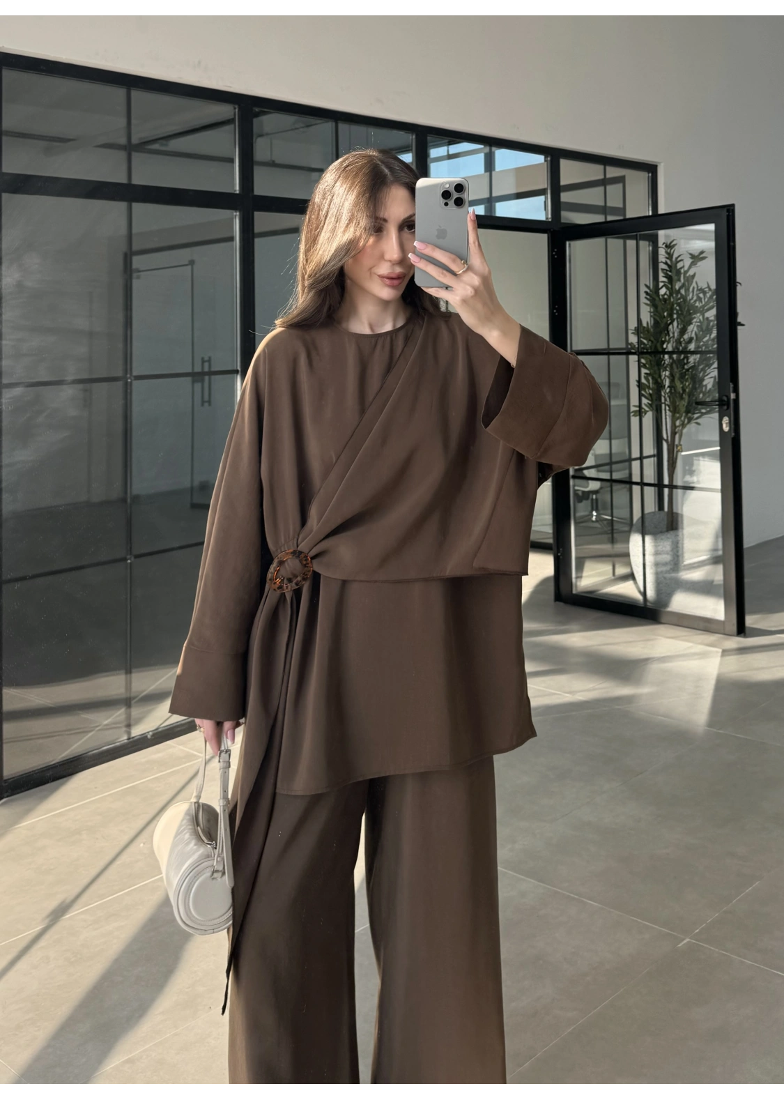 Yandan Tokalı Kahve Tensel Takım