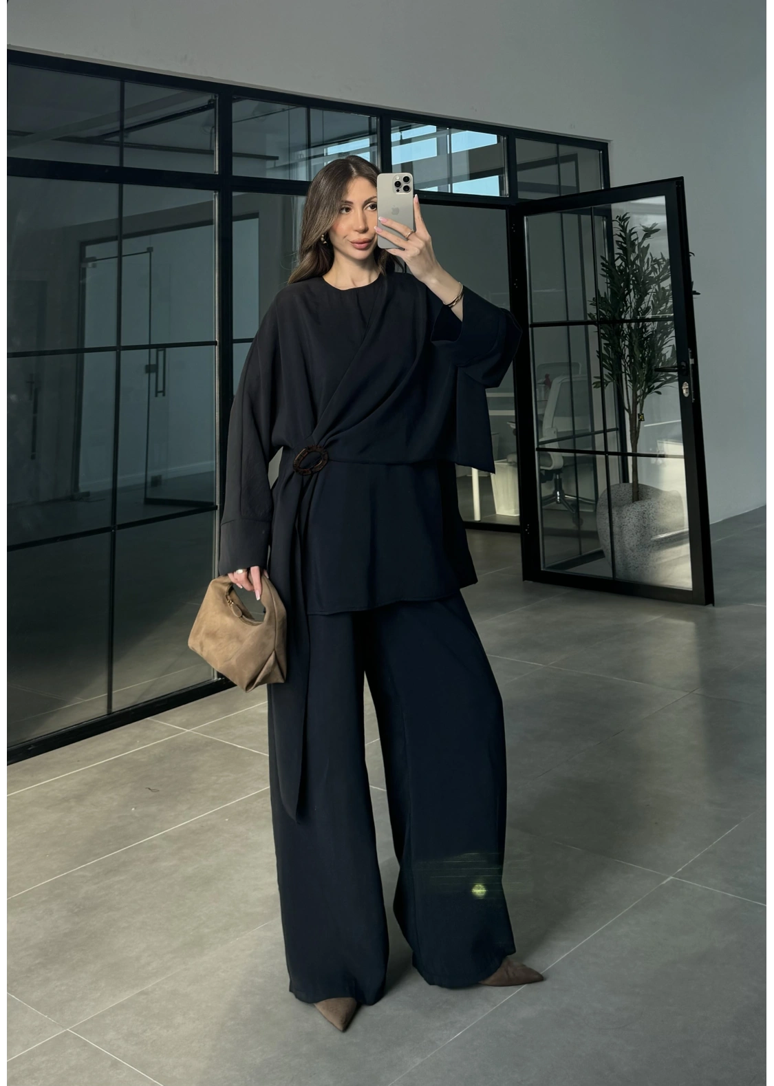 Yandan Tokalı Siyah Tensel Takım