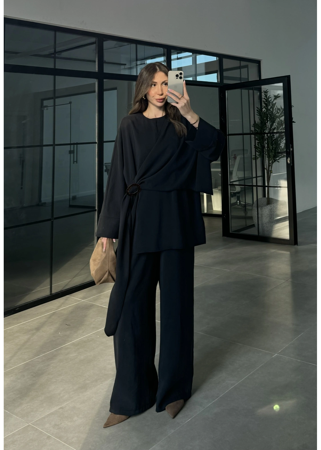 Yandan Tokalı Siyah Tensel Takım