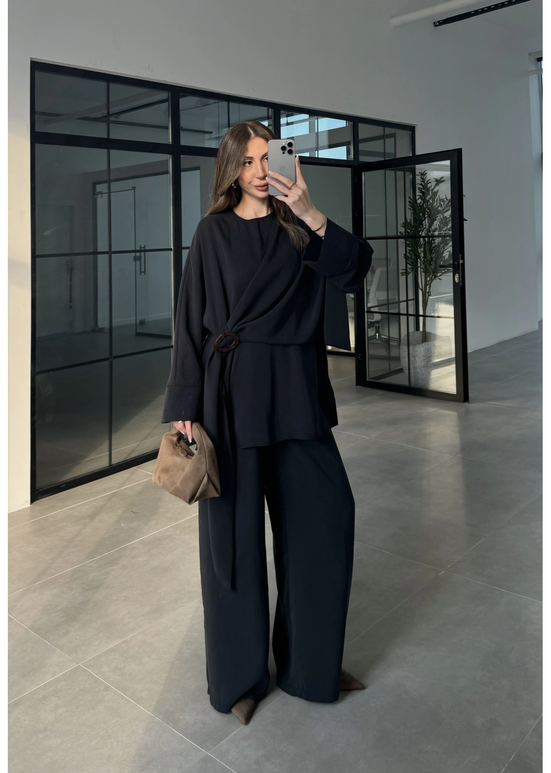 Yandan Tokalı Siyah Tensel Takım