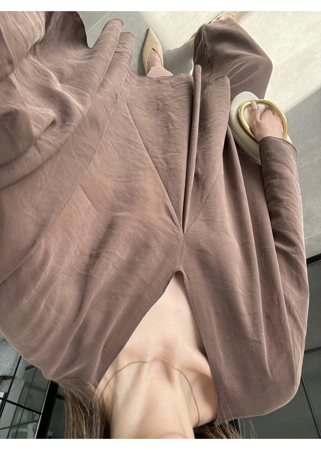 Kahve Salaş Bluz Şalvar Takım