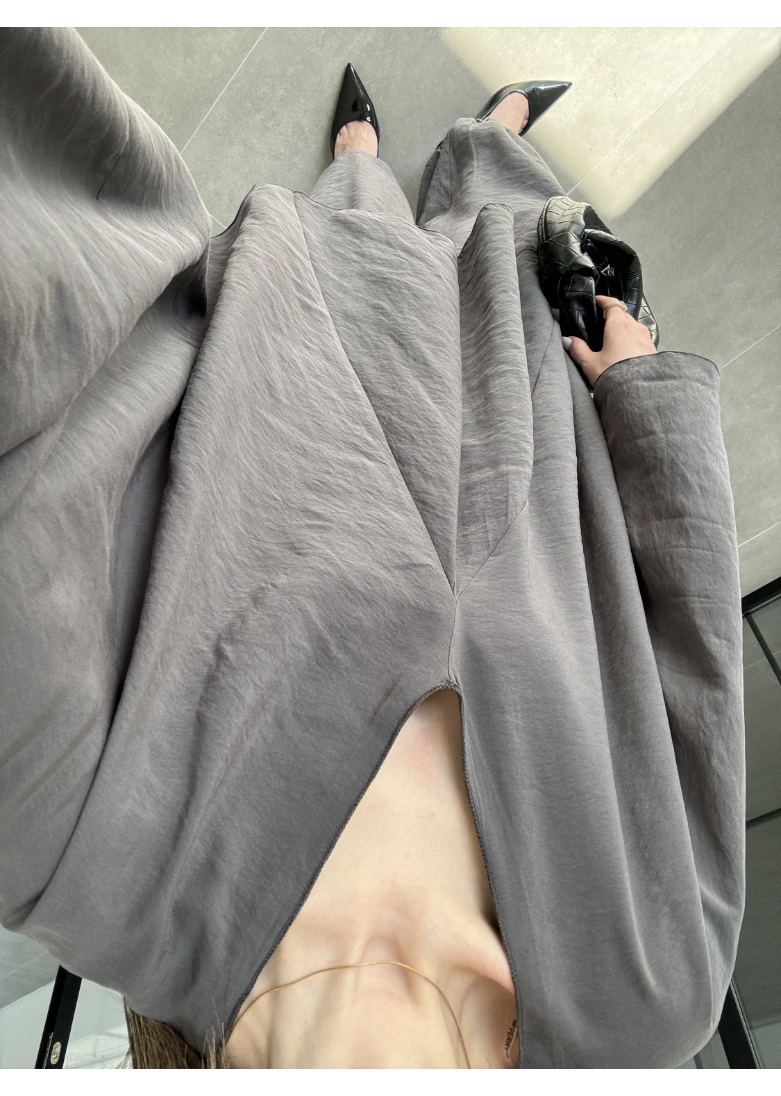 Antrasit Salaş Bluz Şalvar Takım