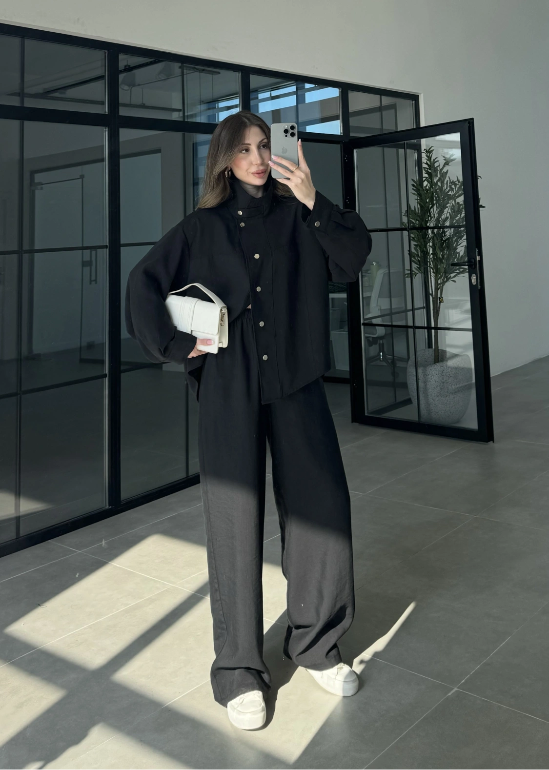 Boyundan Parçalı Siyah Bomber Takım