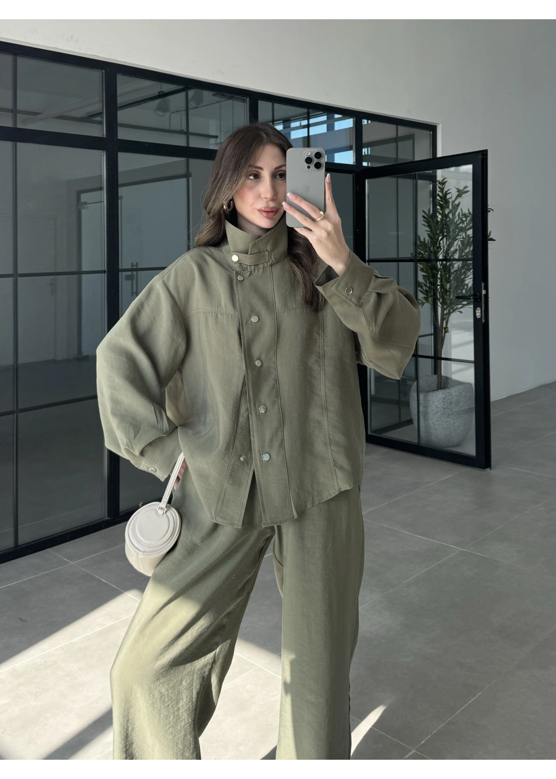 Boyundan Parçalı Haki Bomber Takım