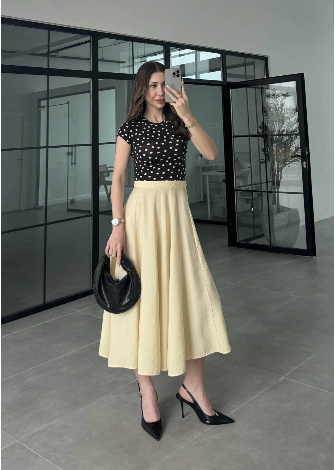 Midi Boy Tereyağ Sarısı Tensel Etek