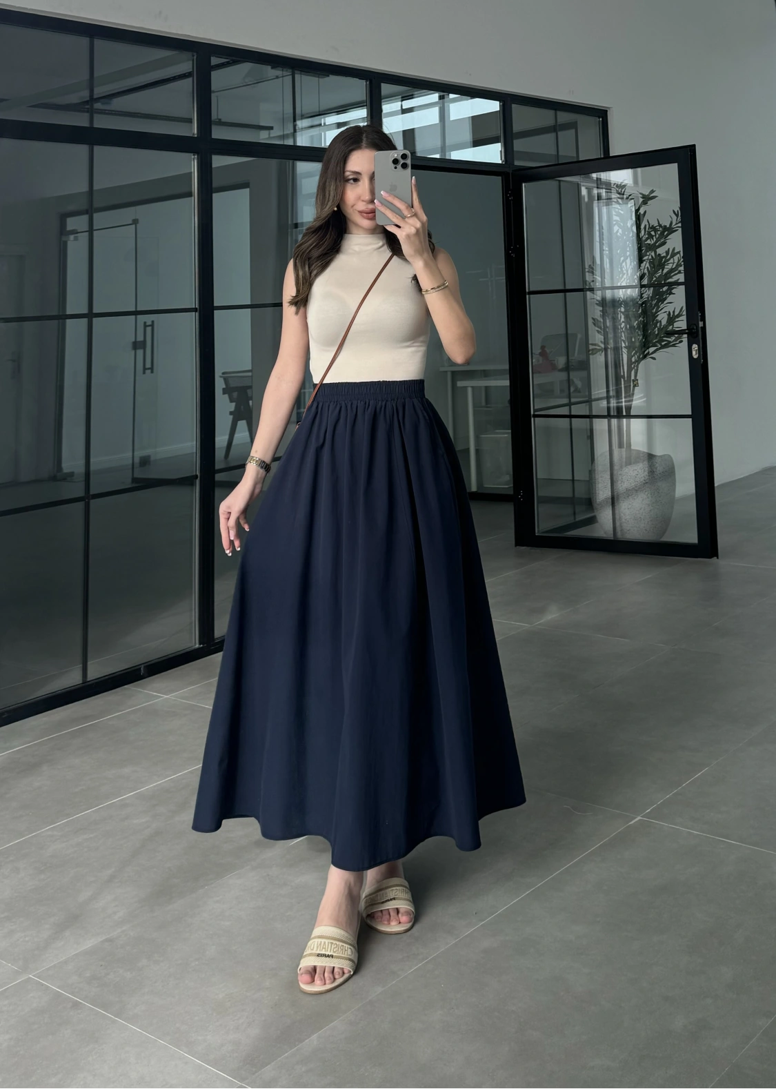 Poplin Kumaş Premium Lacivert Etek