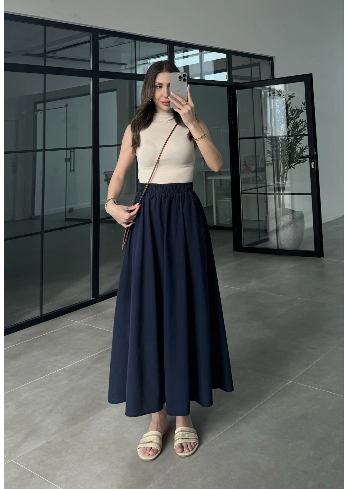 Poplin Kumaş Premium Lacivert Etek