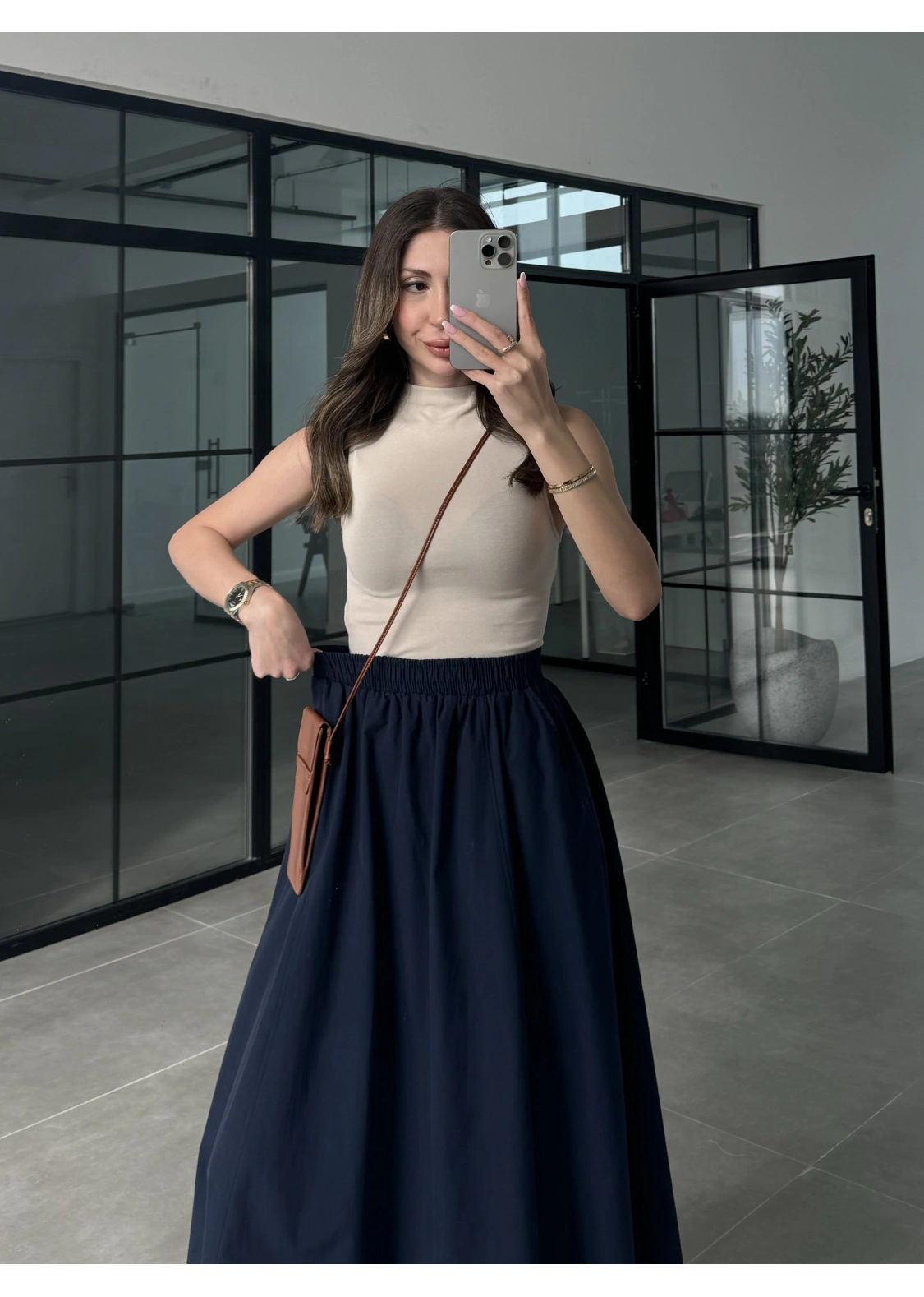 Poplin Kumaş Premium Lacivert Etek