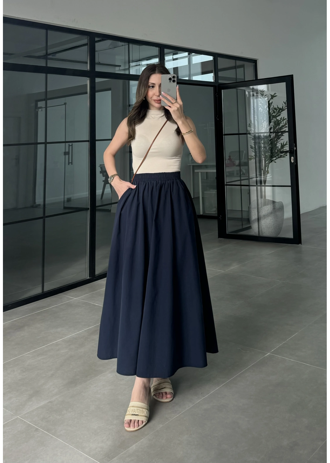 Poplin Kumaş Premium Lacivert Etek