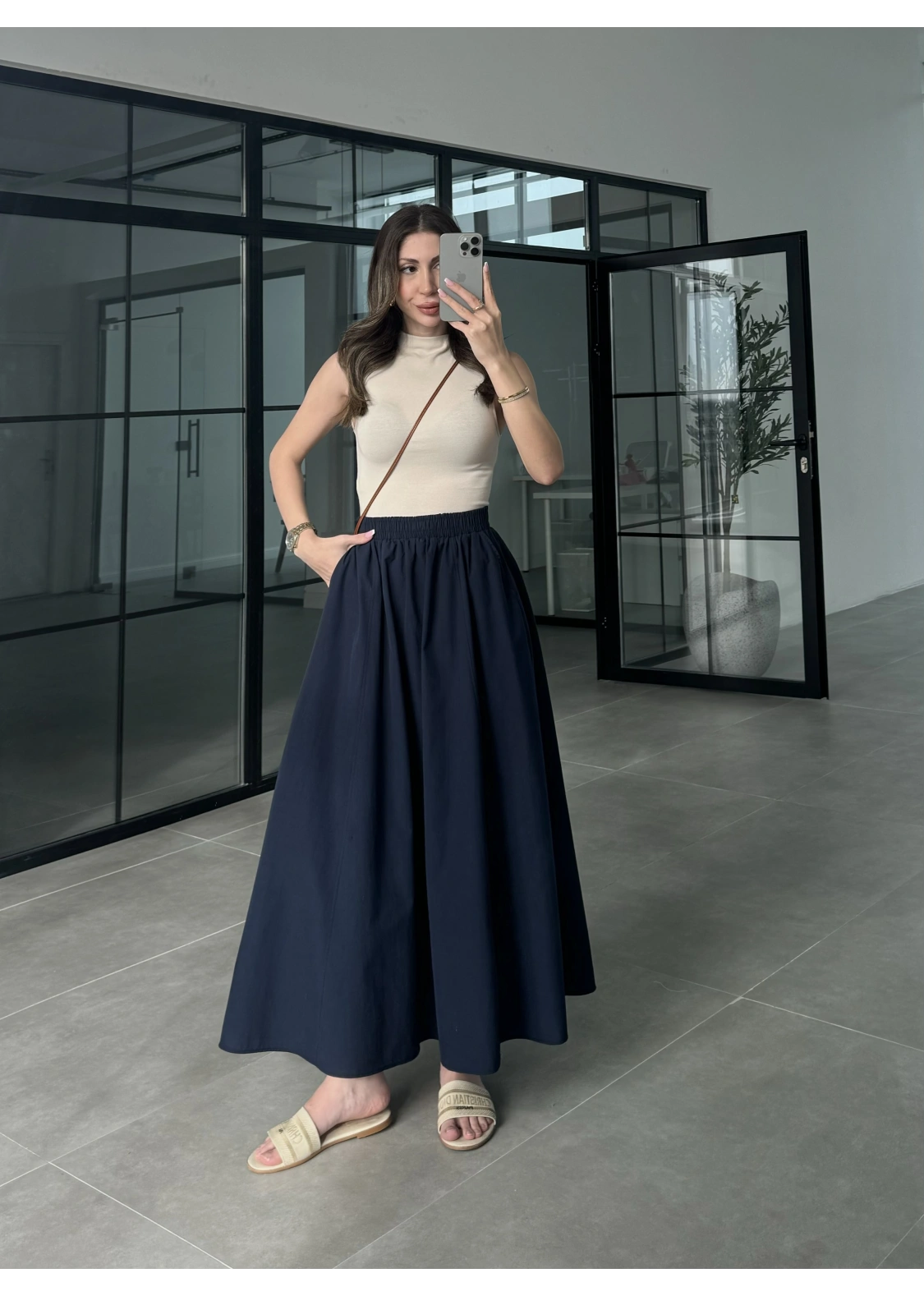 Poplin Kumaş Premium Lacivert Etek