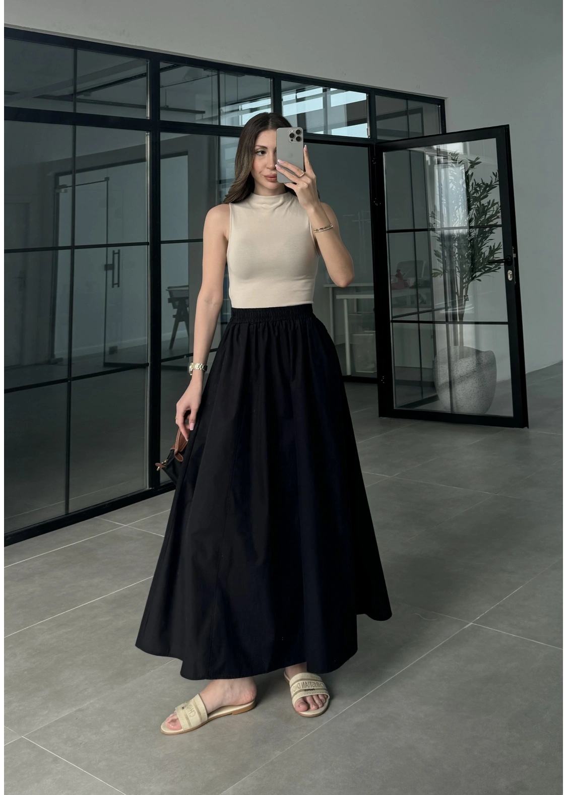 Poplin Kumaş Premium Siyah Etek