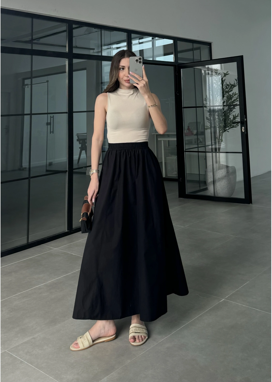 Poplin Kumaş Premium Siyah Etek