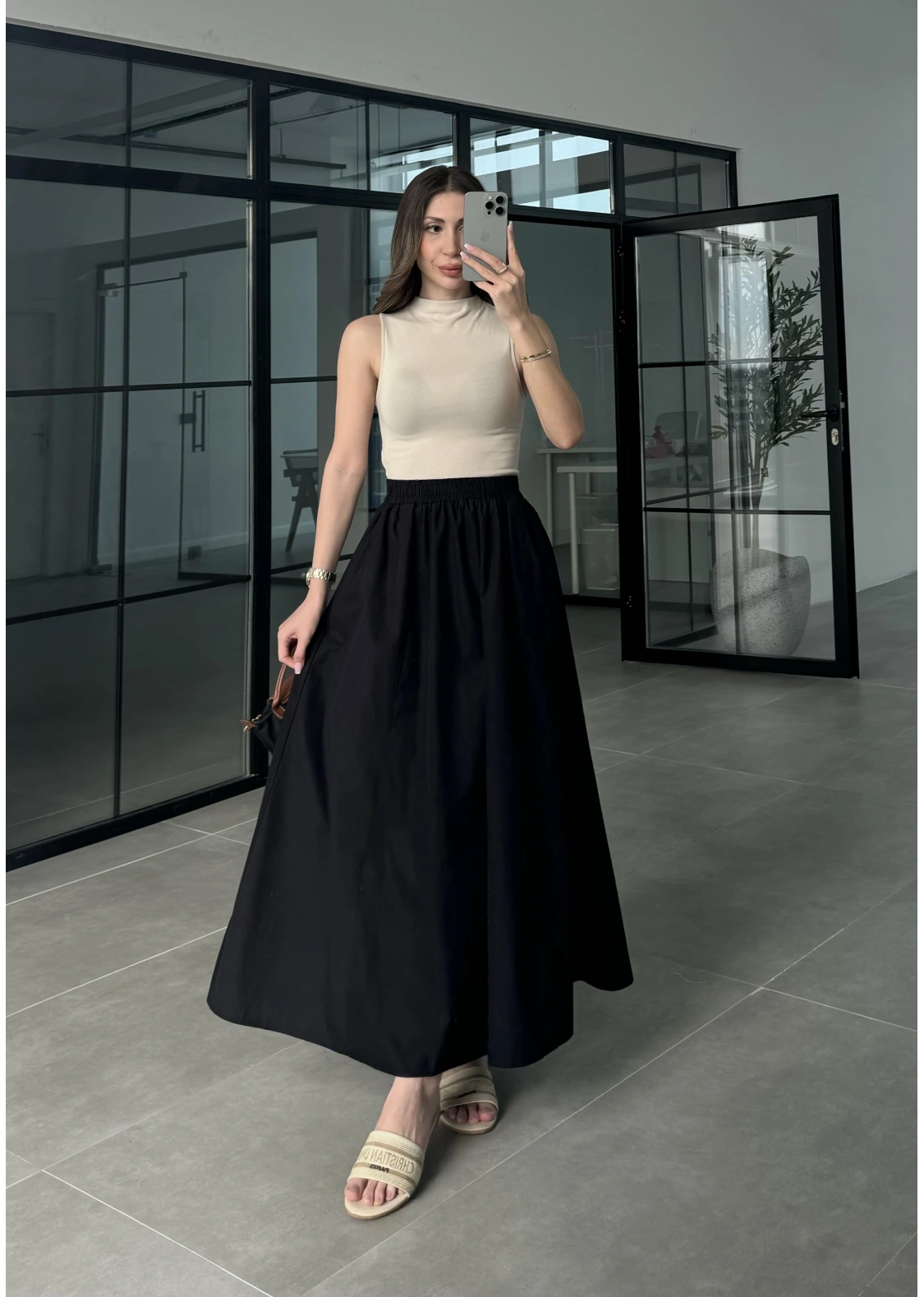 Poplin Kumaş Premium Siyah Etek