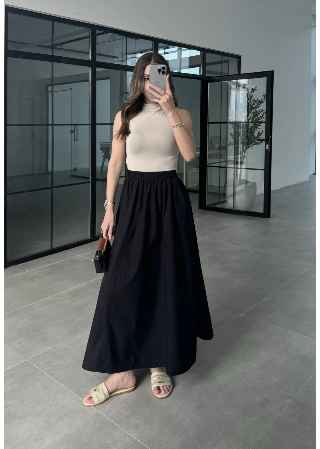 Poplin Kumaş Premium Siyah Etek