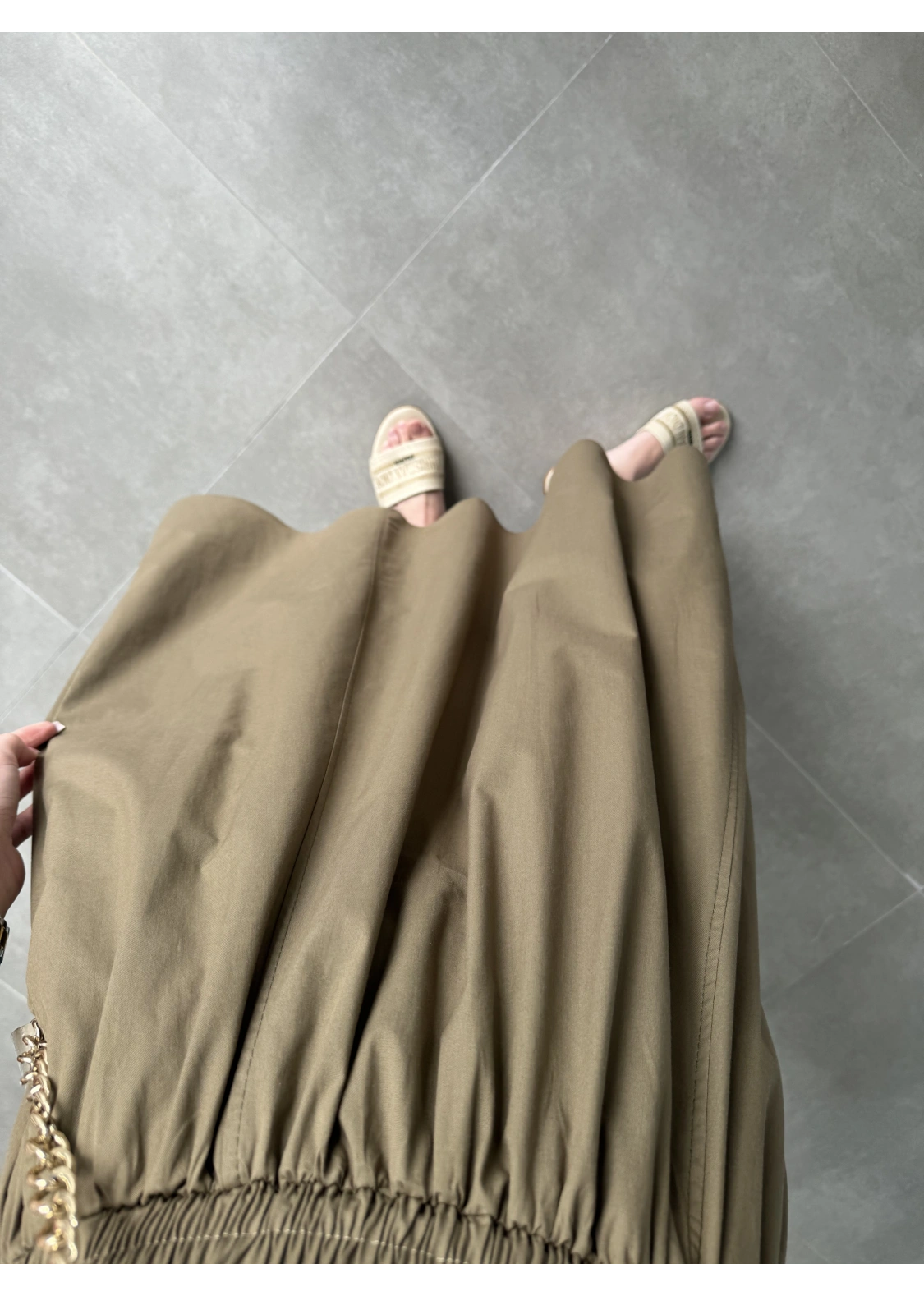 Poplin Kumaş Premium Haki Etek