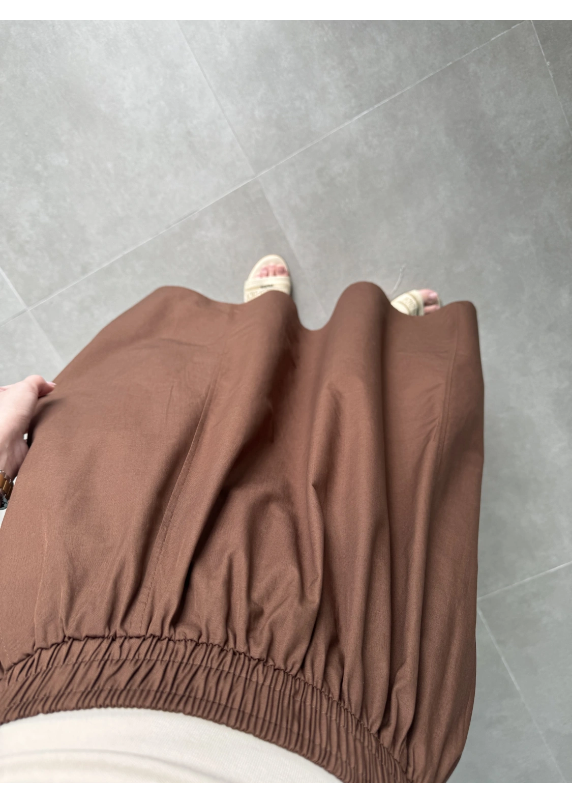 Poplin Kumaş Premium Kahve Etek