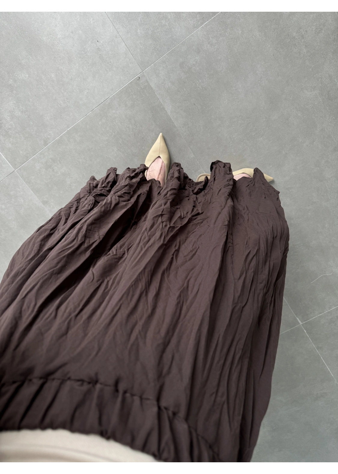 Vual Beli Lastikli Acı Kahve Kraş Etek