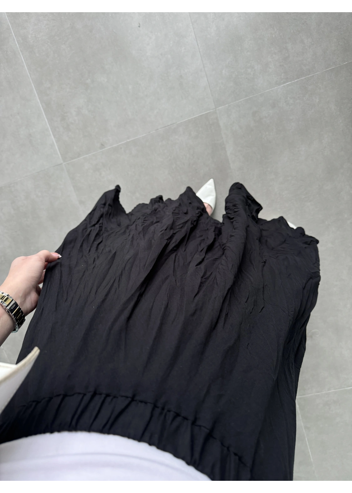 Vual Beli Lastikli Siyah Kraş Etek