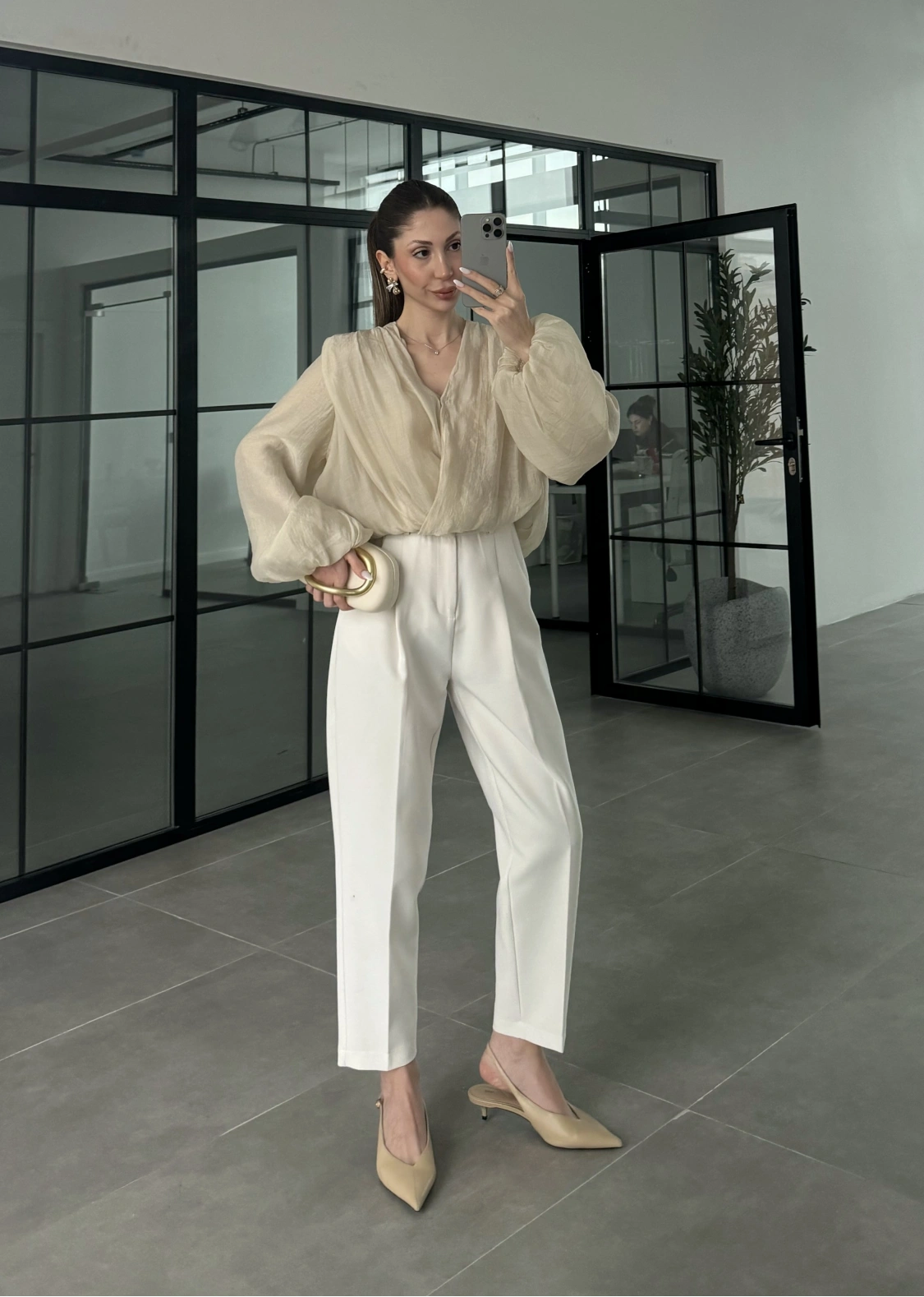 Kruvaze Vatkalı Tül Taş Bluz