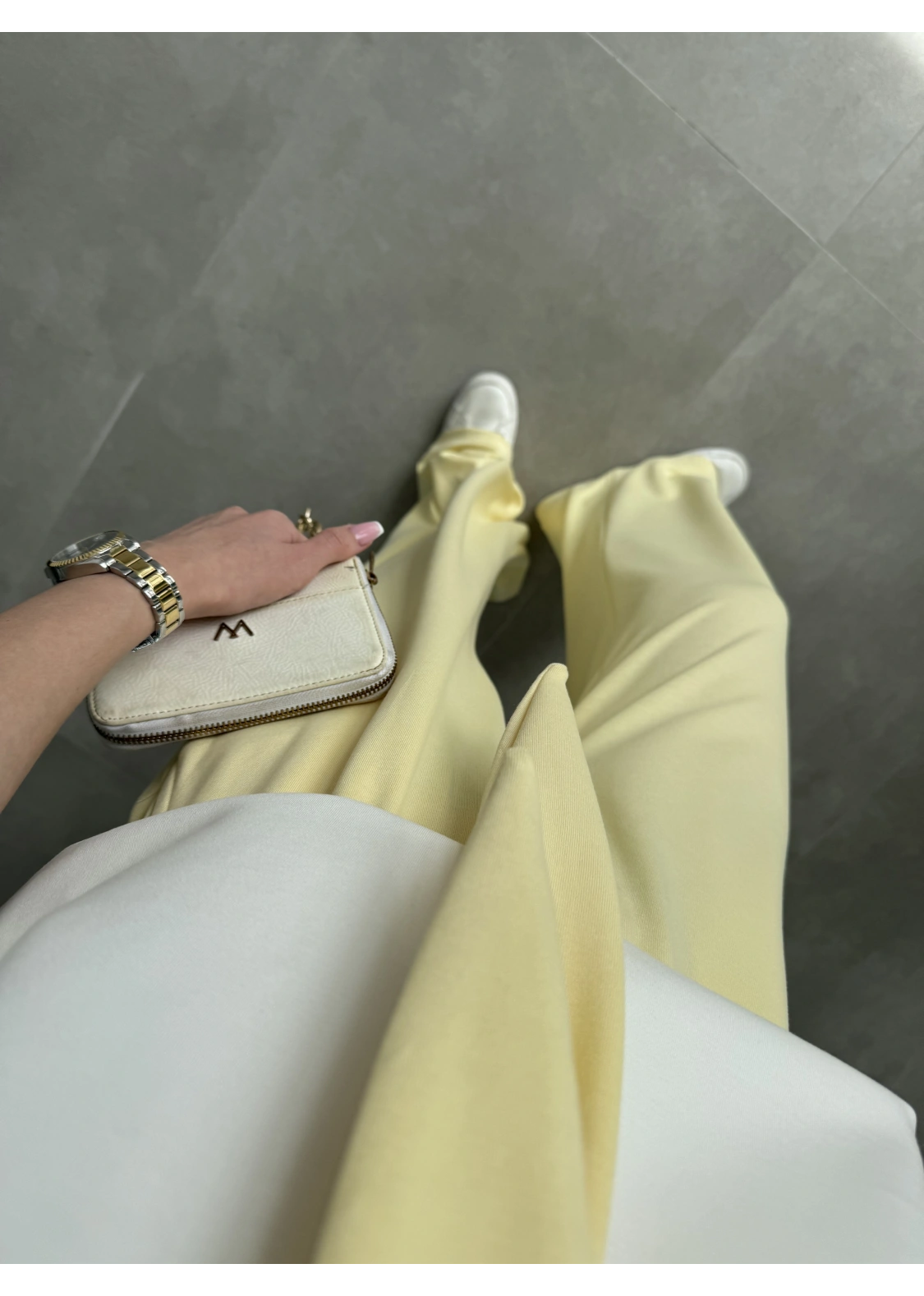 Oysh Kumaş Fular Detaylı Sarı Takım