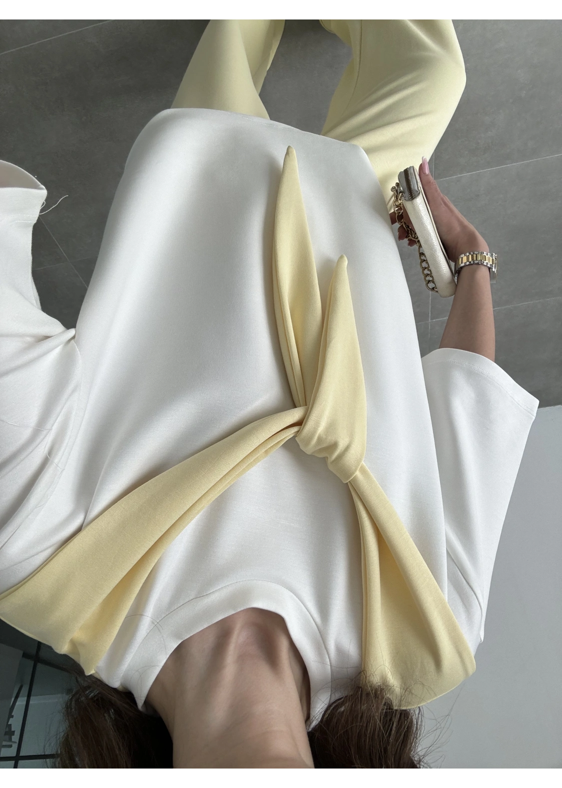 Oysh Kumaş Fular Detaylı Sarı Takım