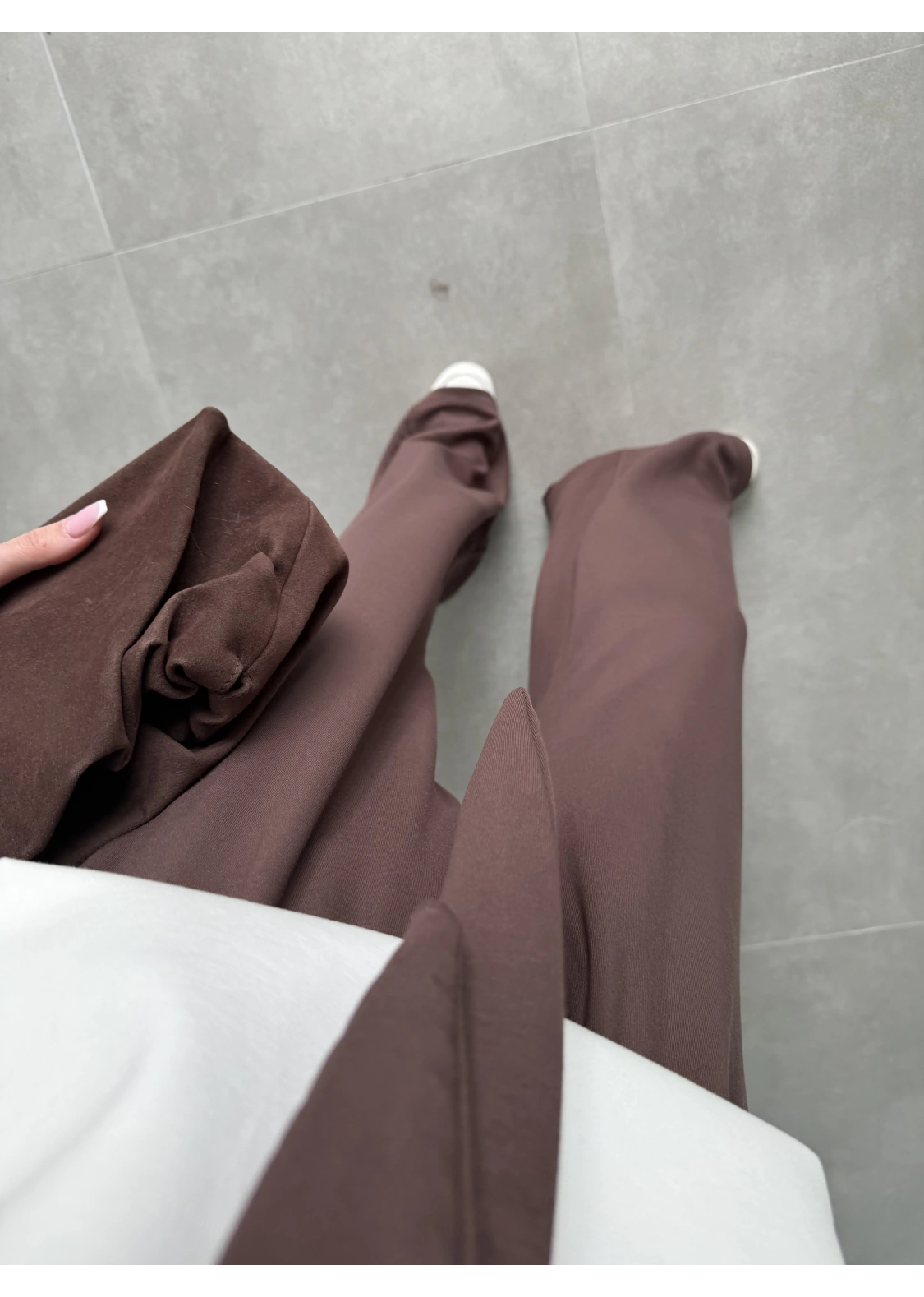 Oysh Kumaş Fular Detaylı Kahverengi Takım