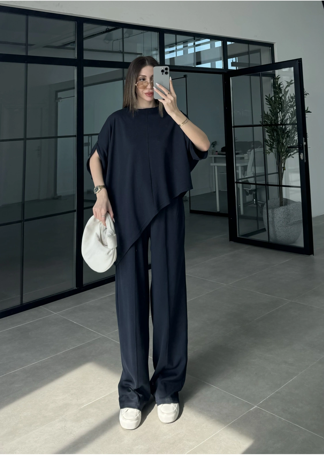 Çapraz Kesim Lacivert Basic Takım