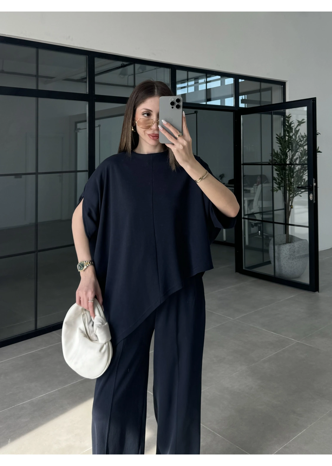 Çapraz Kesim Lacivert Basic Takım