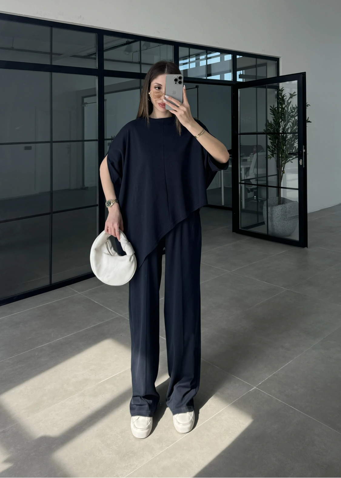 Çapraz Kesim Lacivert Basic Takım