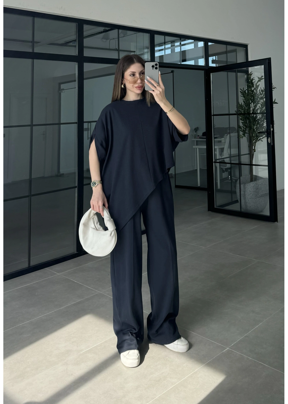 Çapraz Kesim Lacivert Basic Takım