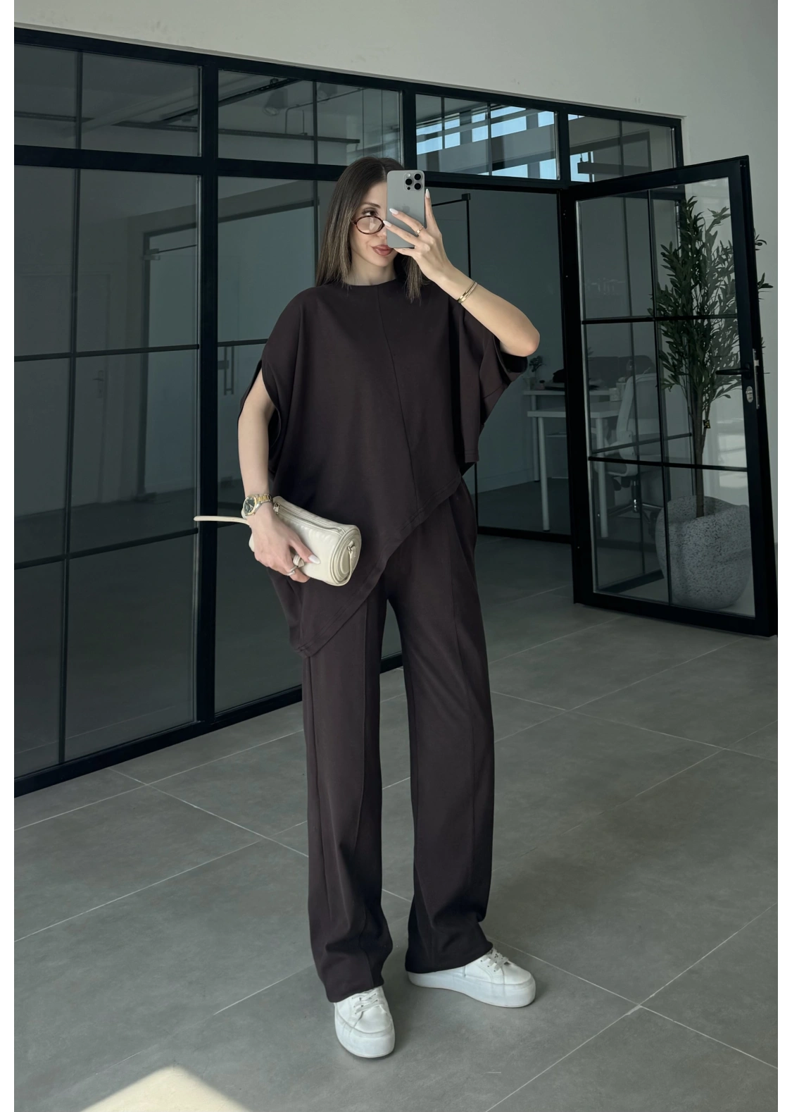 Çapraz Kesim Kahve Basic Takım