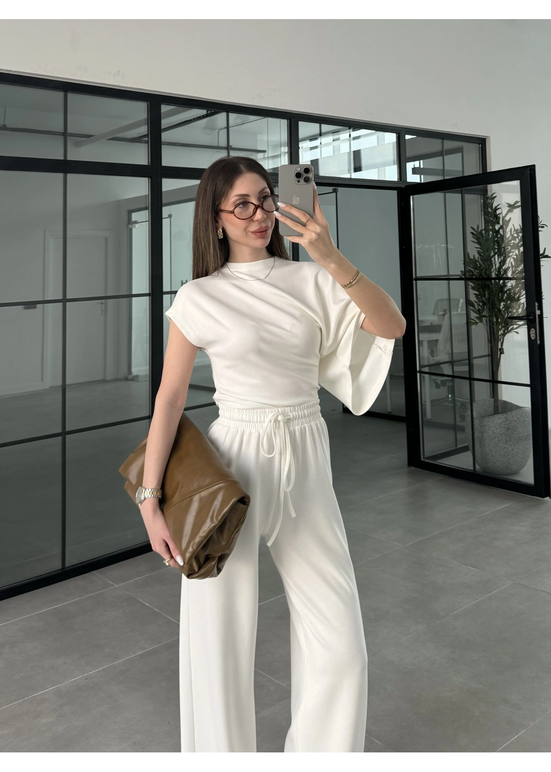 Zr Model Modal Kumaş Tek Kol Yarasa Beyaz Büzgülü Takım