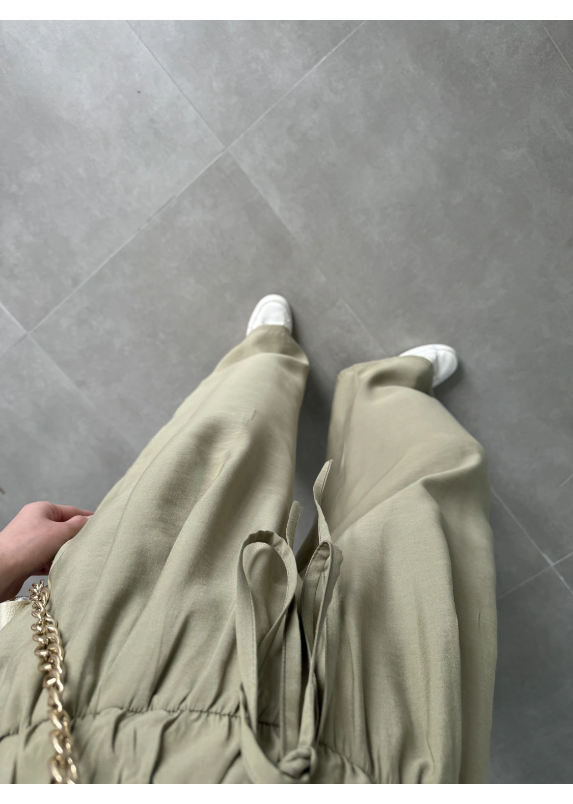 Alen Beli Lastikli Mint Tensel Pantolon