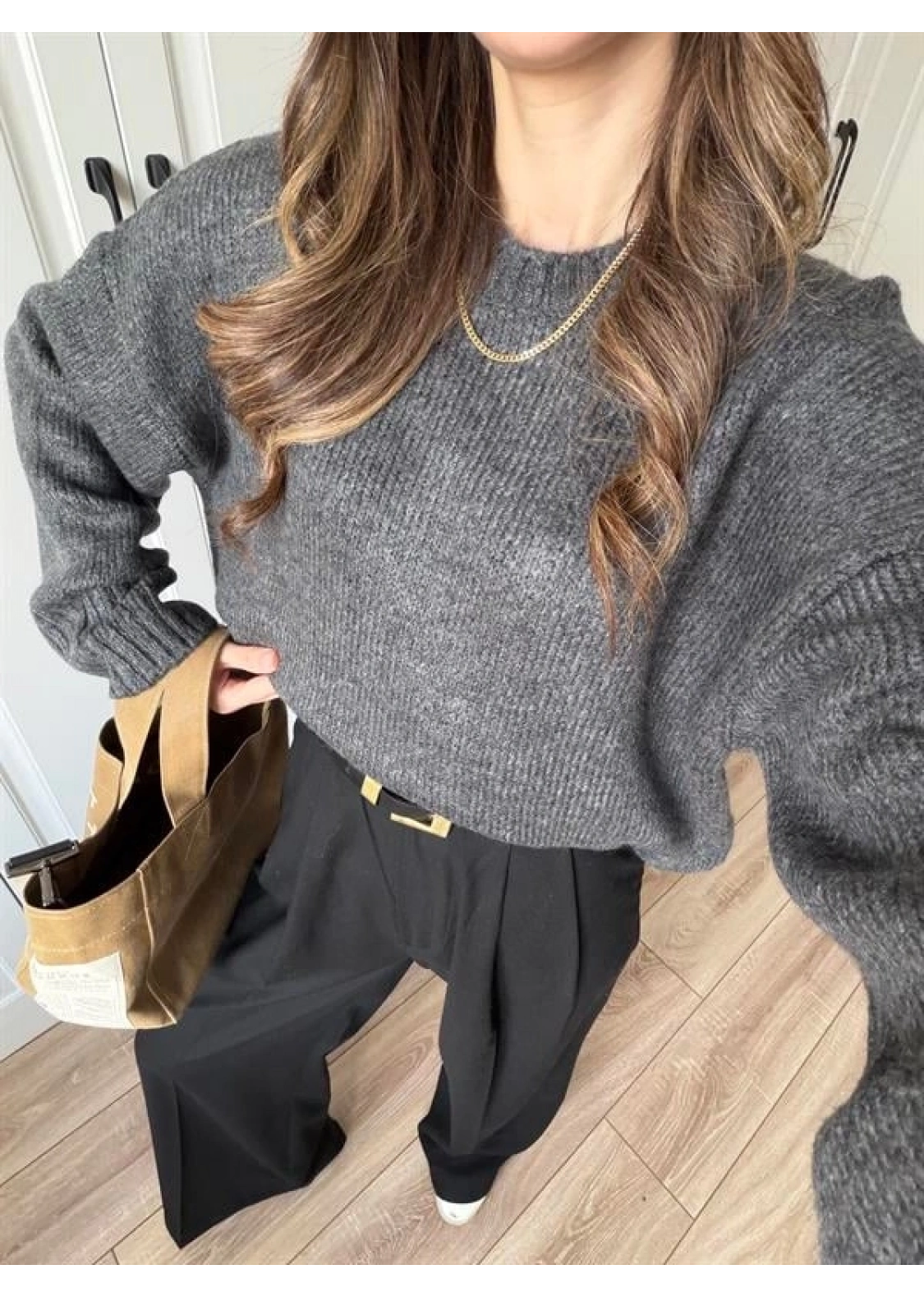 Alin Sık Dokuma Antrasit Premium Kazak