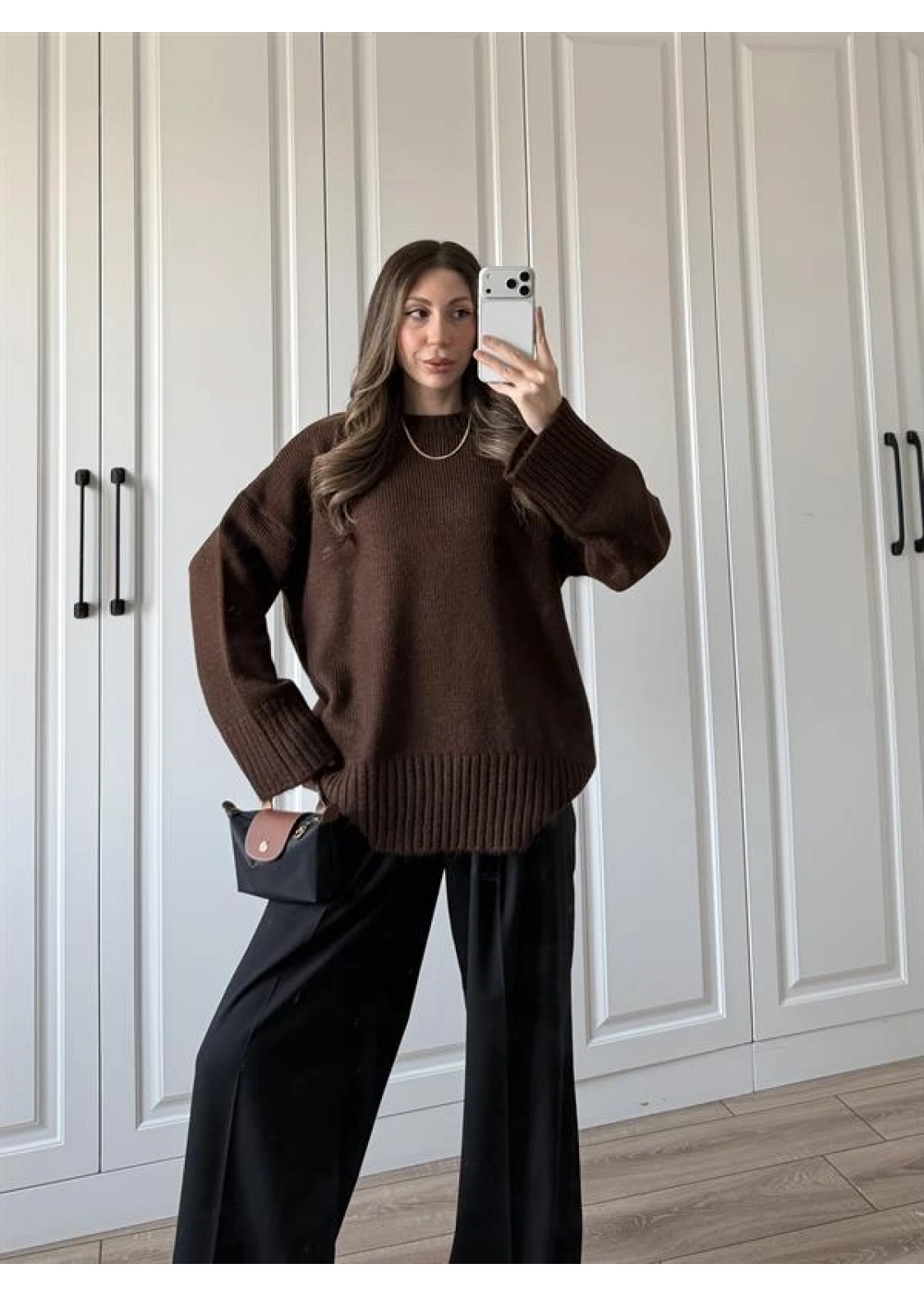 Alin Sık Dokuma Kahve Premium Kazak