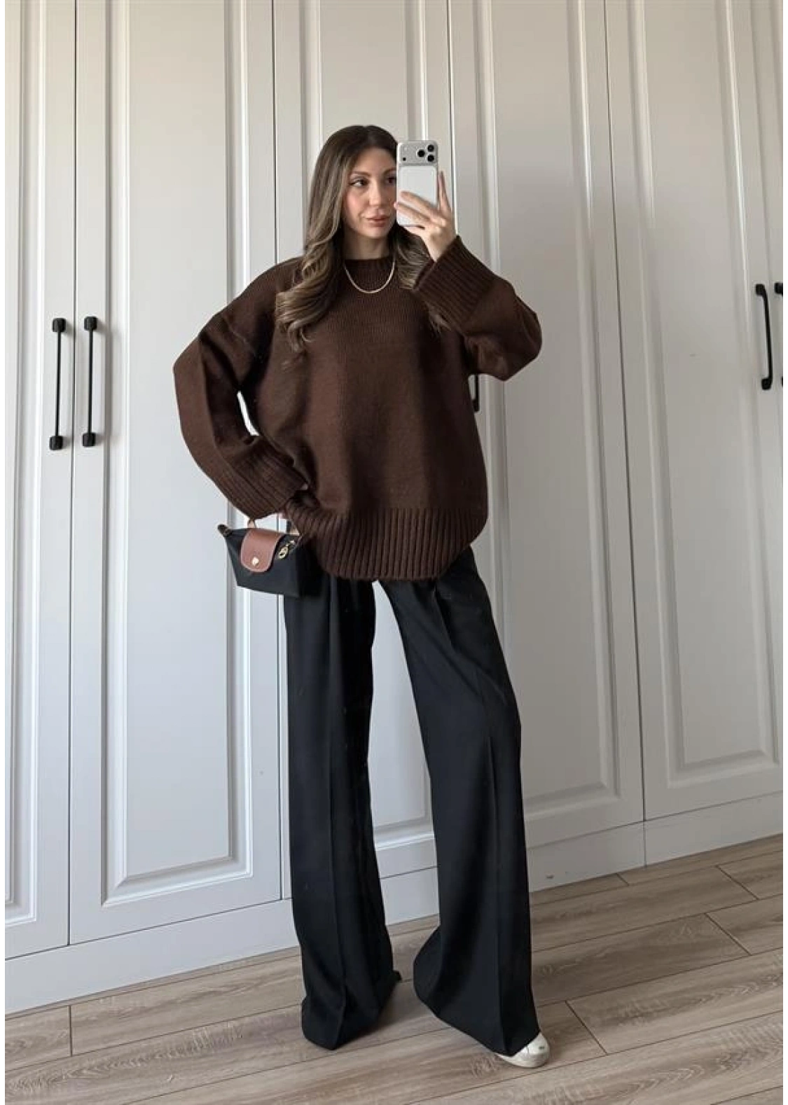 Alin Sık Dokuma Kahve Premium Kazak