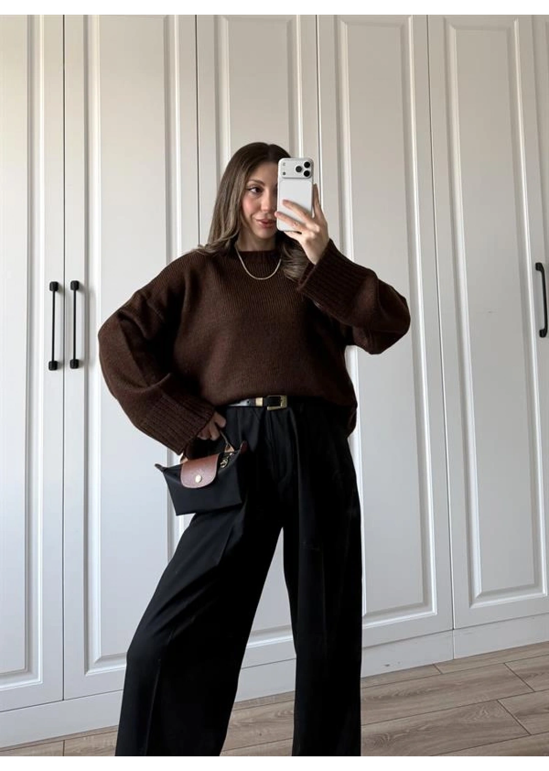 Alin Sık Dokuma Kahve Premium Kazak