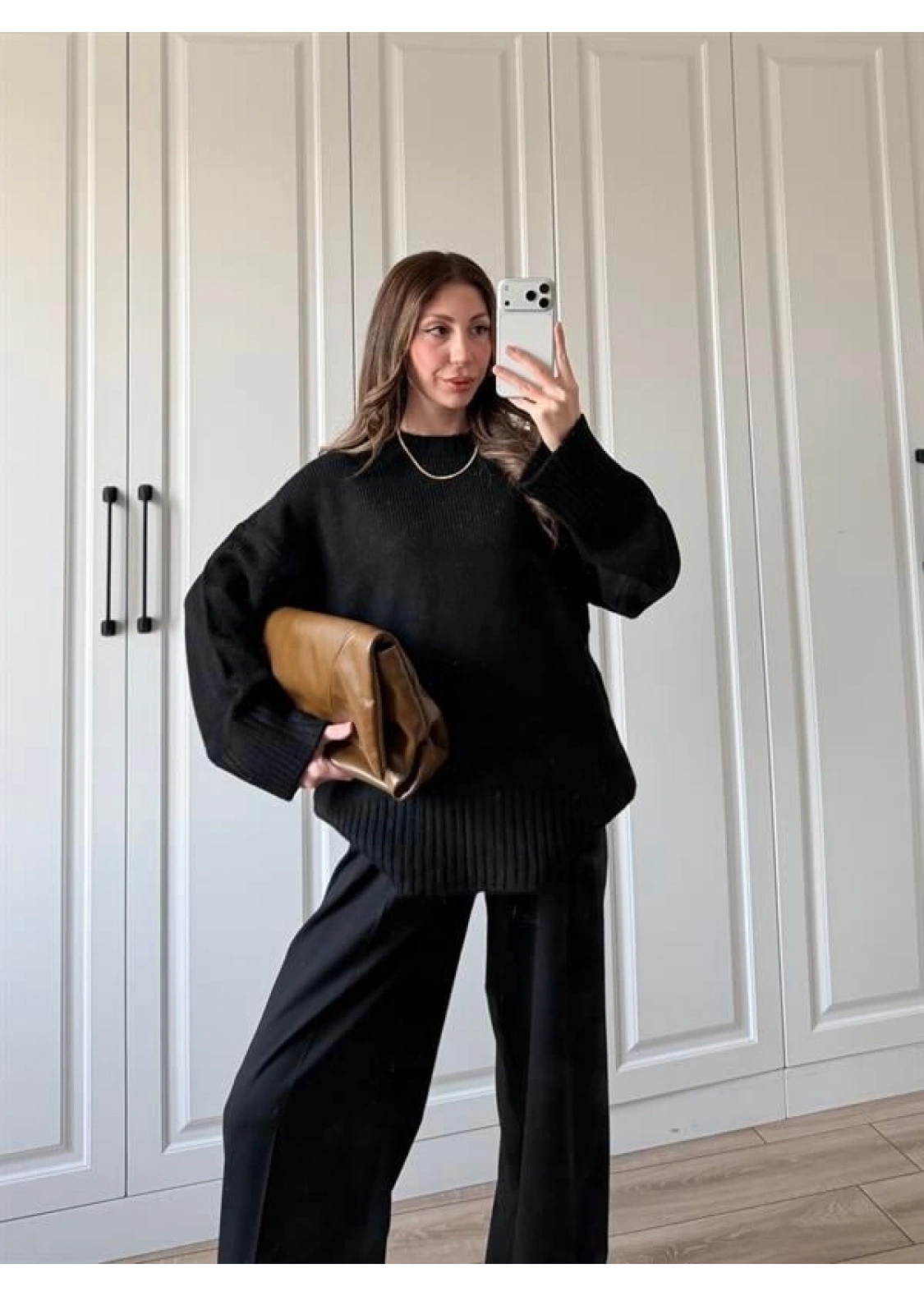 Alin Sık Dokuma Siyah Premium Kazak