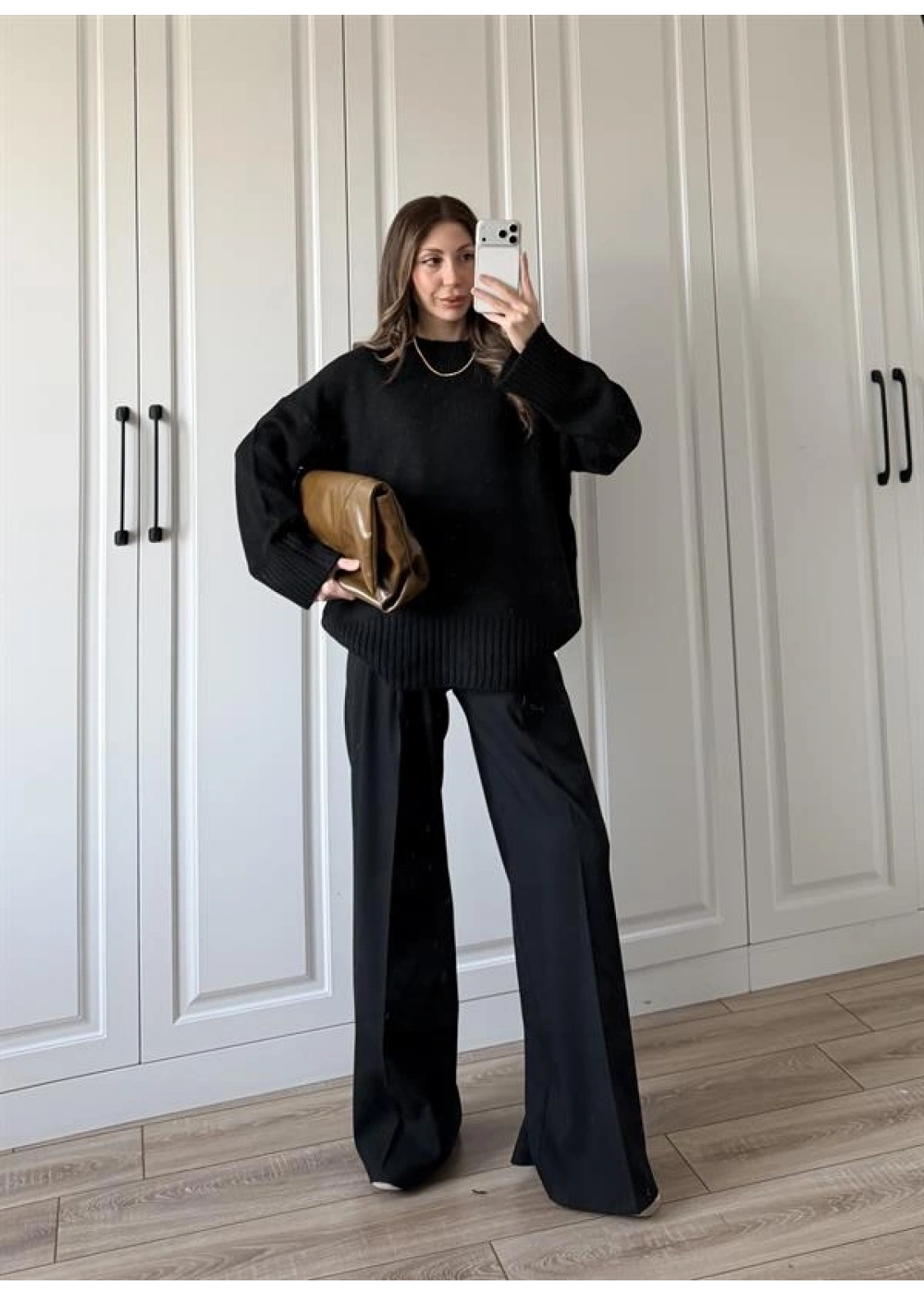 Alin Sık Dokuma Siyah Premium Kazak